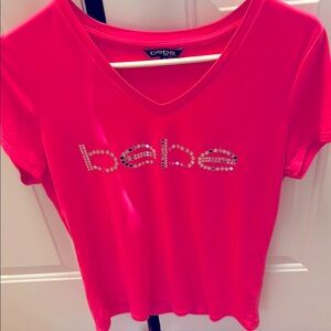 Bebe Hot Pink V-Neck Top!